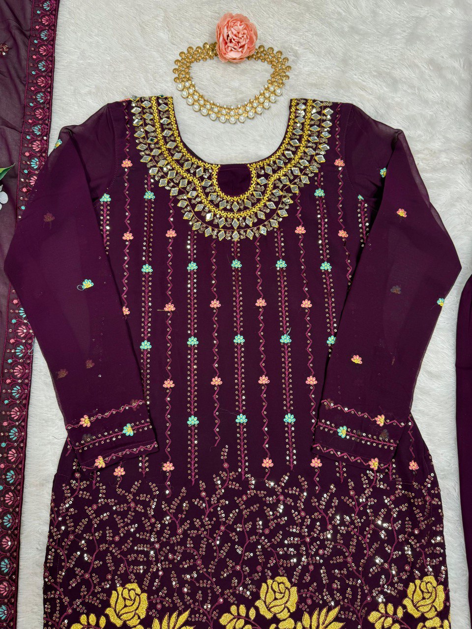 Wonderful Sequence Work Wine Color Salwar Suit