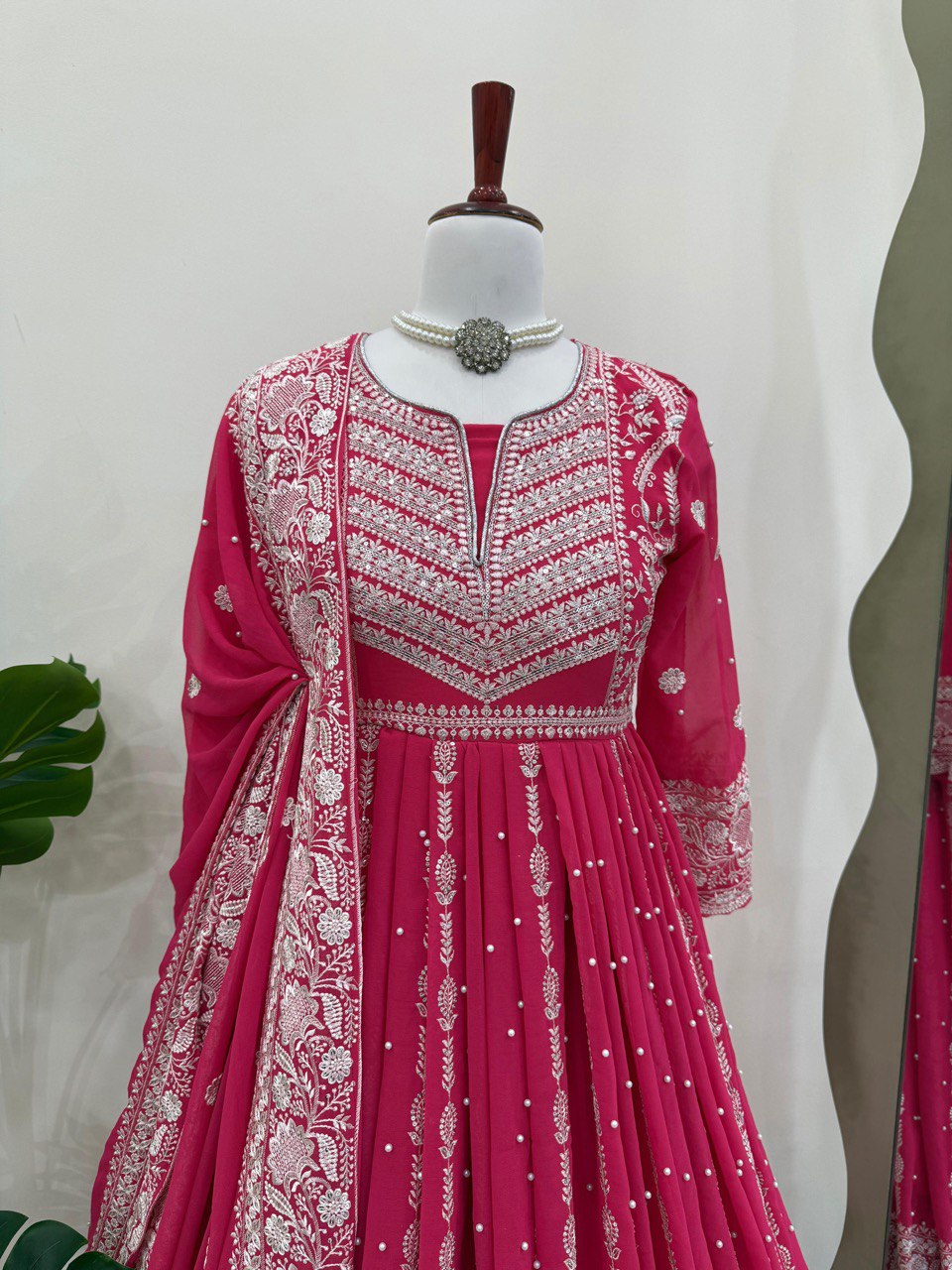 Traditional Wear Sequence Work Pink Color Gown With Dupatta