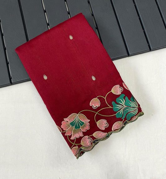 Ravishing Tussar Silk Red Color Saree