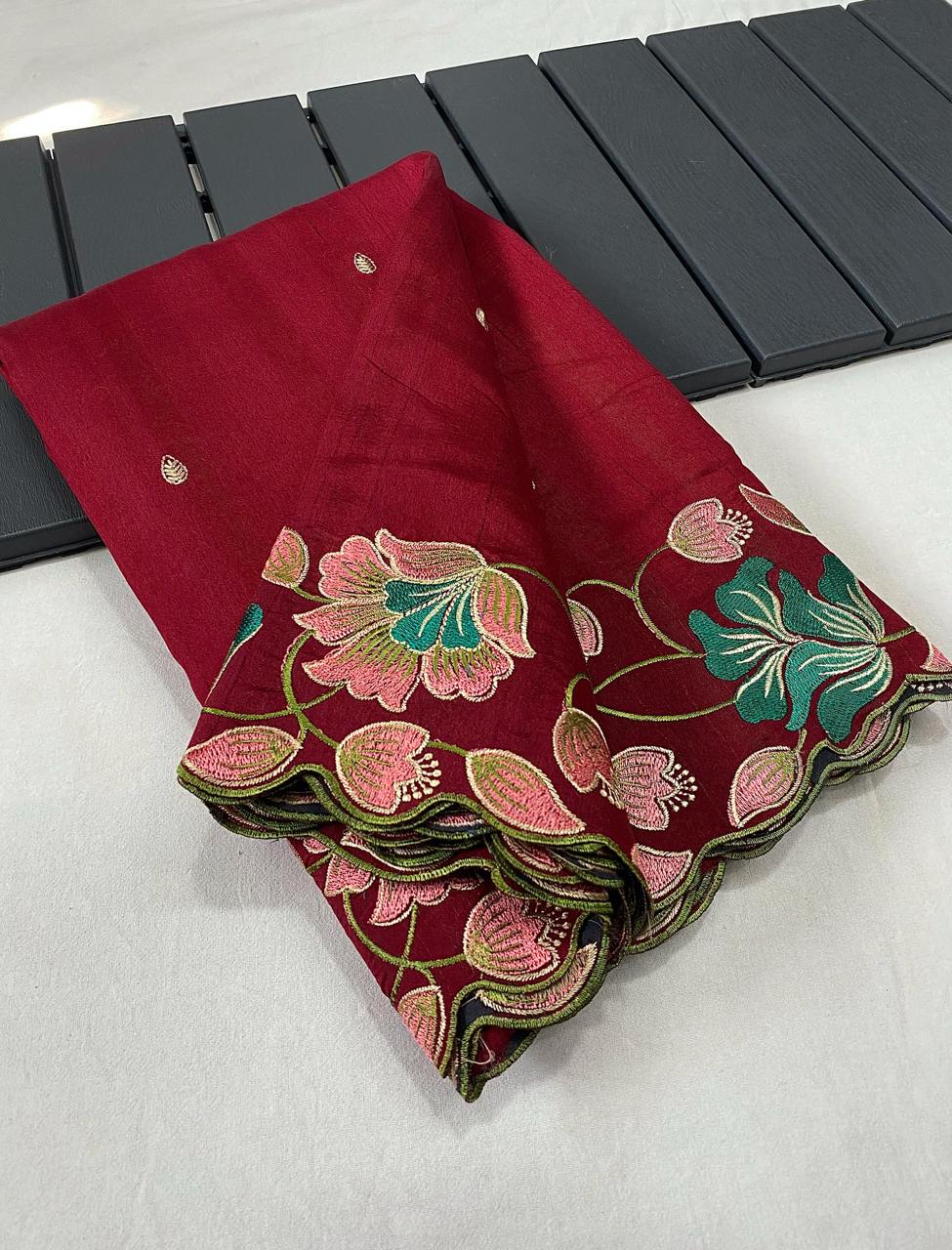 Ravishing Tussar Silk Red Color Saree