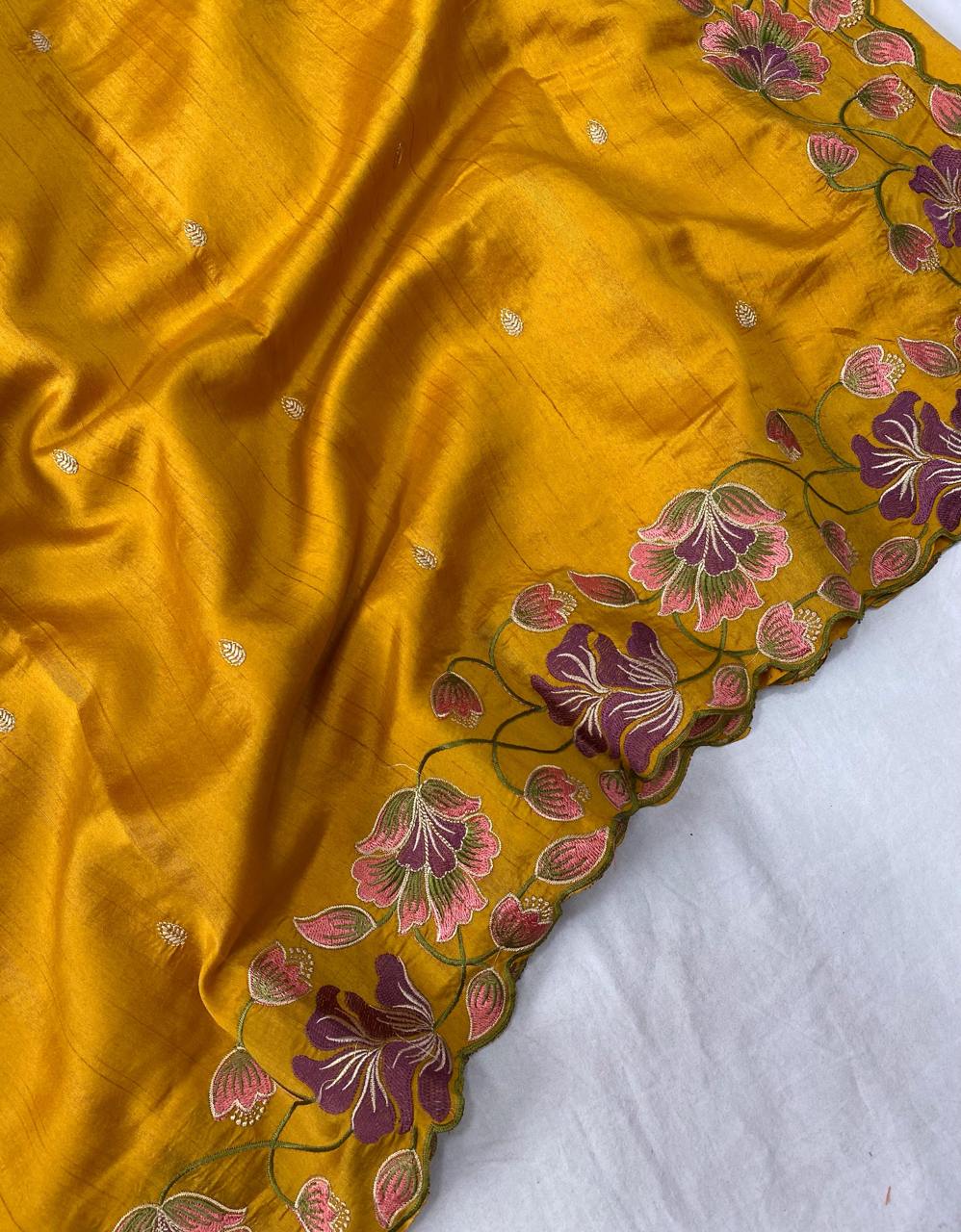 Ravishing Tussar Silk Yellow Color Saree