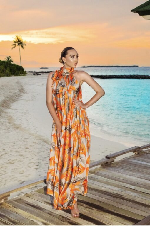 Resort Wear Premium Persian Silk Maxi Dress