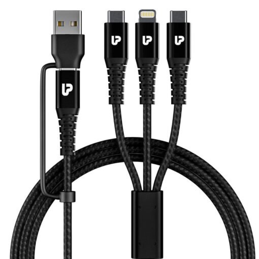 Trio Link 18W 3 In 1 Braided Fast Charging Cable Ul1142Blk